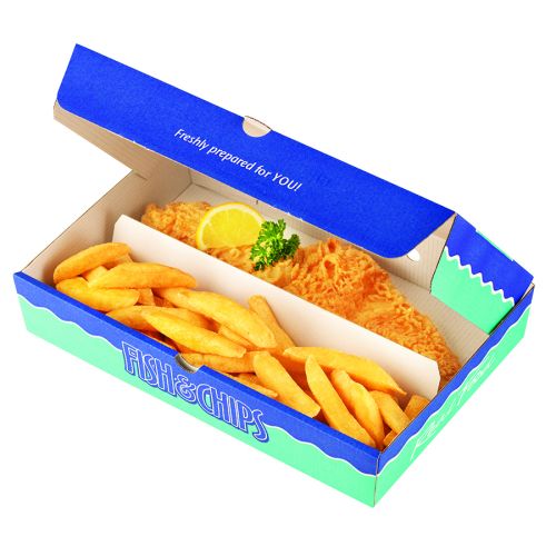 Custom Medium Fish N Chips Boxes MK Printing Ads